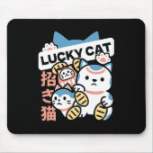 Tapis De Souris Lucky Cat Art – Maneki Neko with Gold Coin (Devant)