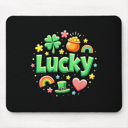 Tapis De Souris Lucky Charm Patricks Day Pot Of Gold Irish Shamroc (Devant)