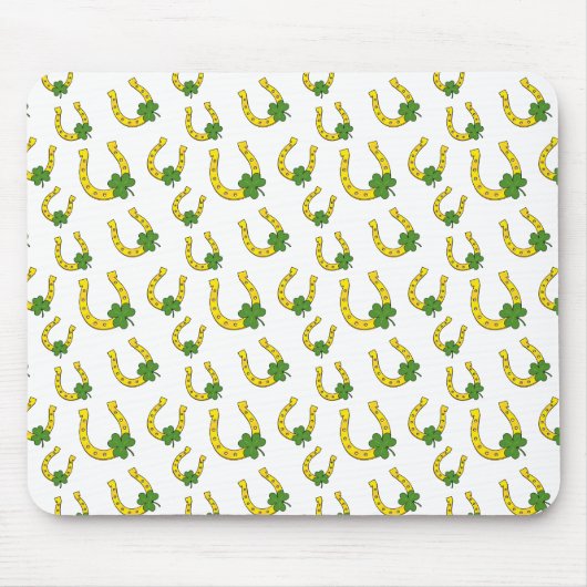 Tapis De Souris Lucky Golden Horseshoe avec Shamrock en blanc (Devant)