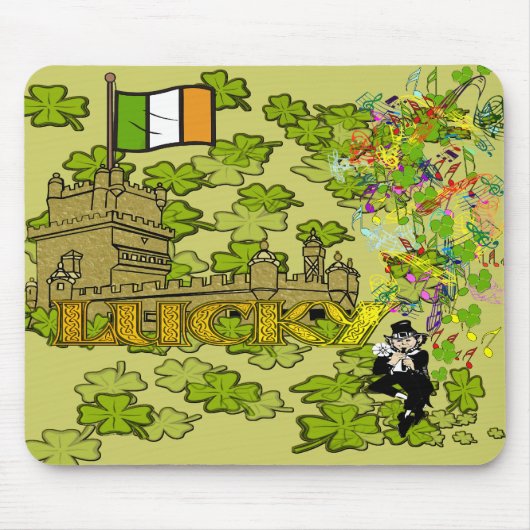 Tapis De Souris Lucky Leprechaun et son château irlandais (Devant)