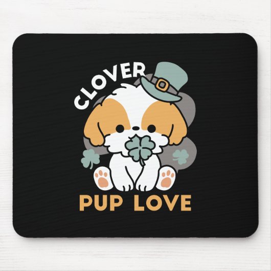 Tapis De Souris Lucky Pup with Clover - St. Patrick's Day Cadeau (Devant)