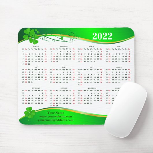 Tapis De Souris Lucky Shamrock 2022 Add your name. e-mail (Avec souris)