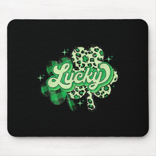 Tapis De Souris Lucky Shamrock Leopard,checkered Patricks Day Funn (Devant)