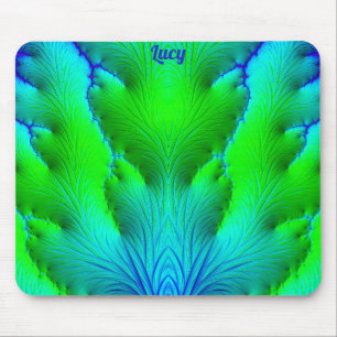 Tapis De Souris LUCY ~ Zany Hot Tons of Green and Blue Fractal