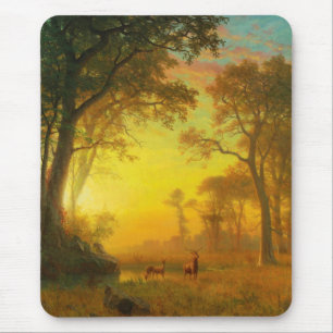 Tapis De Souris Lumière dans la forêt (par Albert Bierstadt)