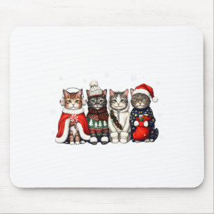 Tapis De Souris Lumière de Noël de chat Renne Santa Noël Chat L