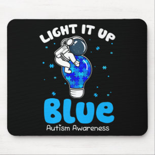 Tapis De Souris Lumière It Up Blue Funny Puzzle Pièce Autisme Reco