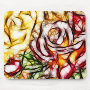 Tapis De Souris Lumière jaune abstraite Rose artistique florale