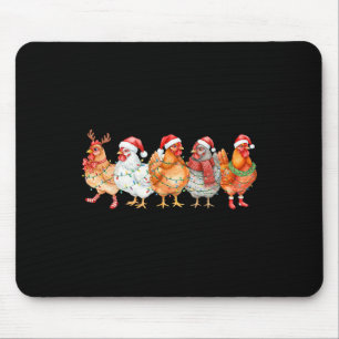 Tapis De Souris Lumieres de Noël de poulet drôle Ferme Animal Xmas