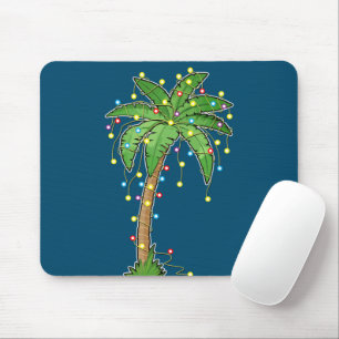 Tapis De Souris Lumières de Noël Palm Tree Beach Funny Tropical