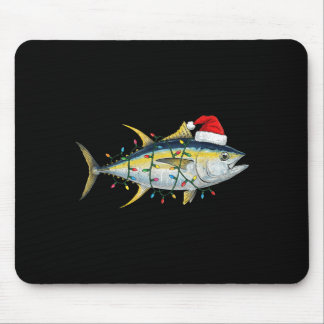 Tapis De Souris Lumières de Noël Poisson Thon Festif Drôle Xmas