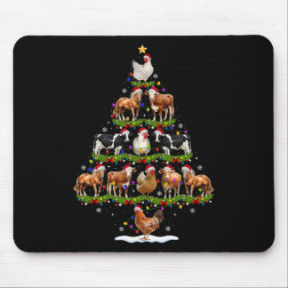 Tapis De Souris Lumières de sapin de Noël animal poulet vache chèv