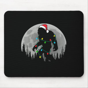 Tapis De Souris Lumières de sapin de Noël Bigfoot Santa drôle de X