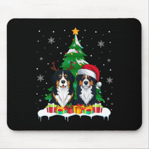 Tapis De Souris Lumières de sapin de Noël Chien de montagne bernoi