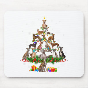 Tapis De Souris Lumières de sapin de Noël Ghound Chien drôle de No