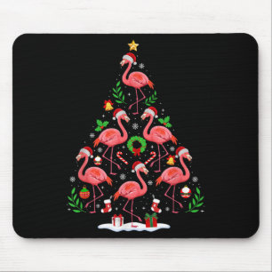 Tapis De Souris Lumières de sapin de Noël Nk Flamant Rose Chapeau
