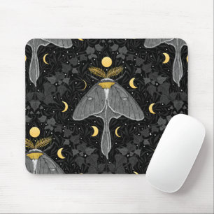 Tapis De Souris Luna moth, phases de lune et lierre damassé patron