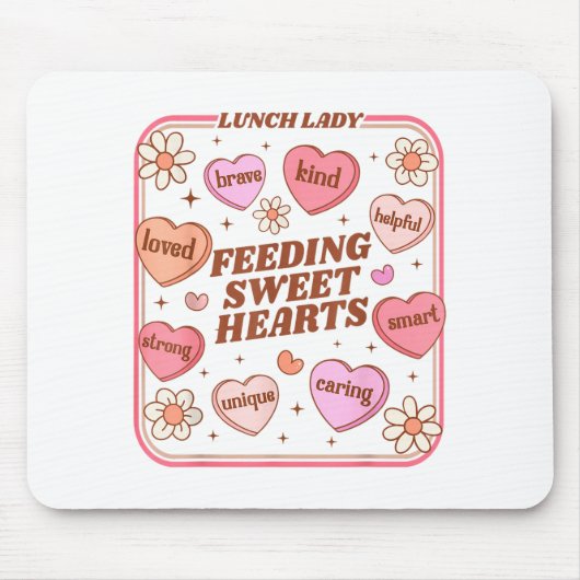 Tapis De Souris Lunch Lady Valentines Day Retro Cute Cafeteria Swe (Devant)