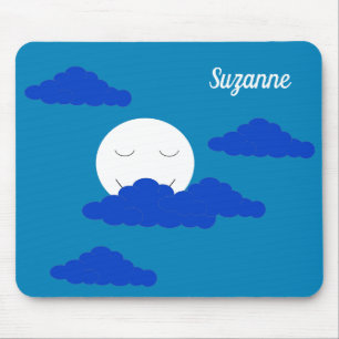 Tapis De Souris Lune à la première tombée de la nuit : Bleu