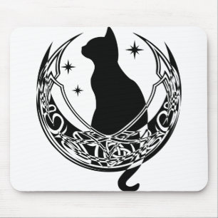 Tapis De Souris Lune celtique   Étoiles de chats de nuit