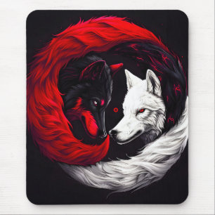 Tapis De Souris Lune Crimson Loup blanc rouge
