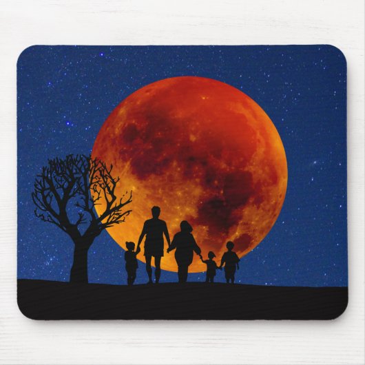 Tapis De Souris Lune de sang Lunaire Famille Eclipse (Devant)