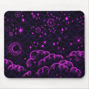 Tapis De Souris "Lune et étoiles" Mousepad Marocain (rose)
