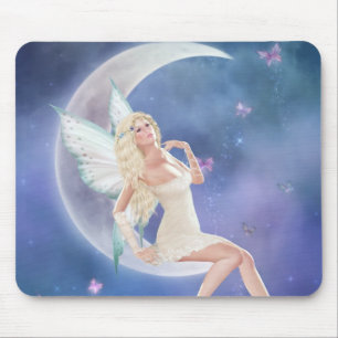 Tapis De Souris Lune féerique Mousepad de papillon blanc