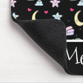 Tapis De Souris Lune lunaire, étoiles et nuages Motif sur noir (Coin)