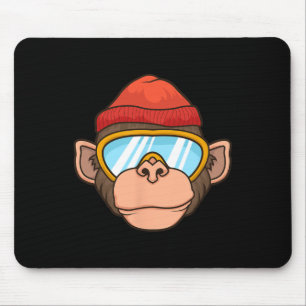 Tapis De Souris Lunettes de ski de singe drôle Gorille faisant du 