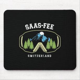 Tapis De Souris Lunettes de ski Saas-fee Station suisse Alpes suis