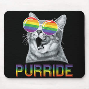 Tapis De Souris Lunettes de soleil arc-en-ciel Gay Pride Chat Drôl