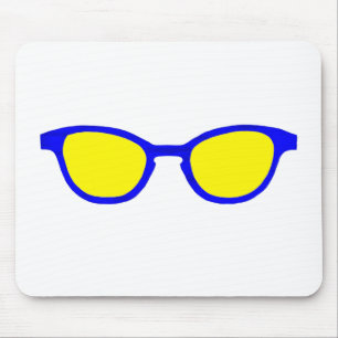 Tapis De Souris Lunettes de soleil Bleu Rim Jaune Lentille Le MUSÉ