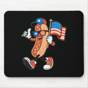 Tapis De Souris Lunettes de soleil Cool Hotdog avec drapeau améric