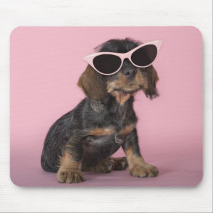 Tapis De Souris Lunettes de soleil de port de chiot de teckel