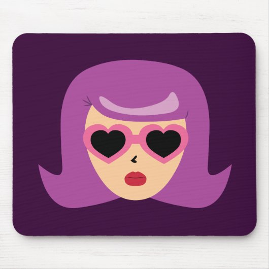 Tapis De Souris Lunettes de soleil du coeur (Devant)