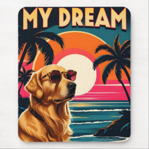 Tapis De Souris Lunettes de soleil pour chien rétro Plage au couch