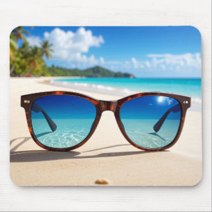 Tapis De Souris Lunettes de soleil sur la plage