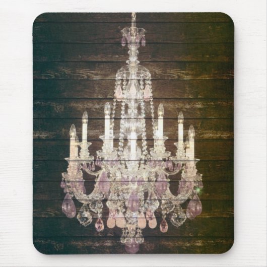 Tapis De Souris Lustre français pourpre en bois de grange rustique (Devant)