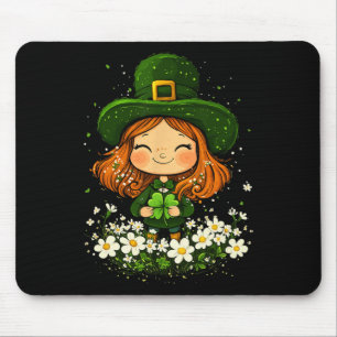 Tapis De Souris Lutin Féminin Trèfle Filles Jour de la Saint-Patri