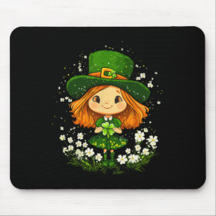 Tapis De Souris Lutin Féminin Trèfle Filles Saint-Patrick Journee