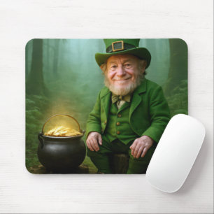 Tapis De Souris Lutin Irlandais avec un Pot d'Or