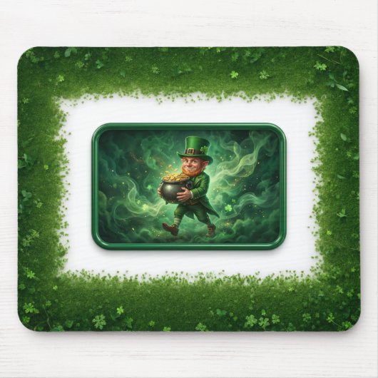 Tapis De Souris Lutin portant un pot d'or (Devant)
