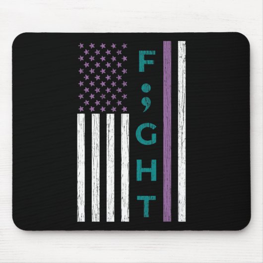 Tapis De Souris Lutter contre le semicolon Drapeau Sensibilisation (Devant)