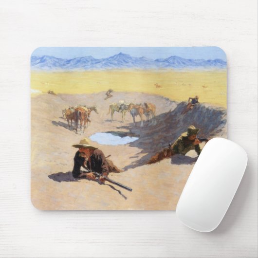 Tapis De Souris Lutter pour le trou d'eau (par Frederic Remington) (Avec souris)
