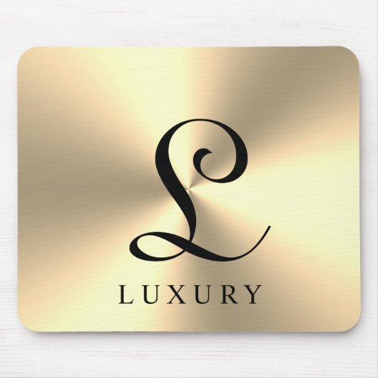 Tapis De Souris Luxe brillant or métallique nom personnalisé monog (Devant)