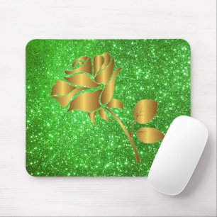 Tapis De Souris Luxe Populaire Floral Green Gold Parties scintilla