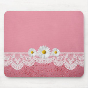 Tapis De Souris Luxe Romantique dentelle rose Mousepad