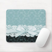 Tapis De Souris Luxe Ruban Bleu Damas Mousepad (Avec souris)