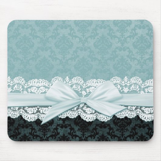 Tapis De Souris Luxe Ruban Bleu Damas Mousepad (Devant)